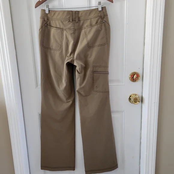 Athleta Adjustable Waist 45274 Tan Side Zipper Pocket Wide Leg Womens Size 4 - Picture 5 of 10